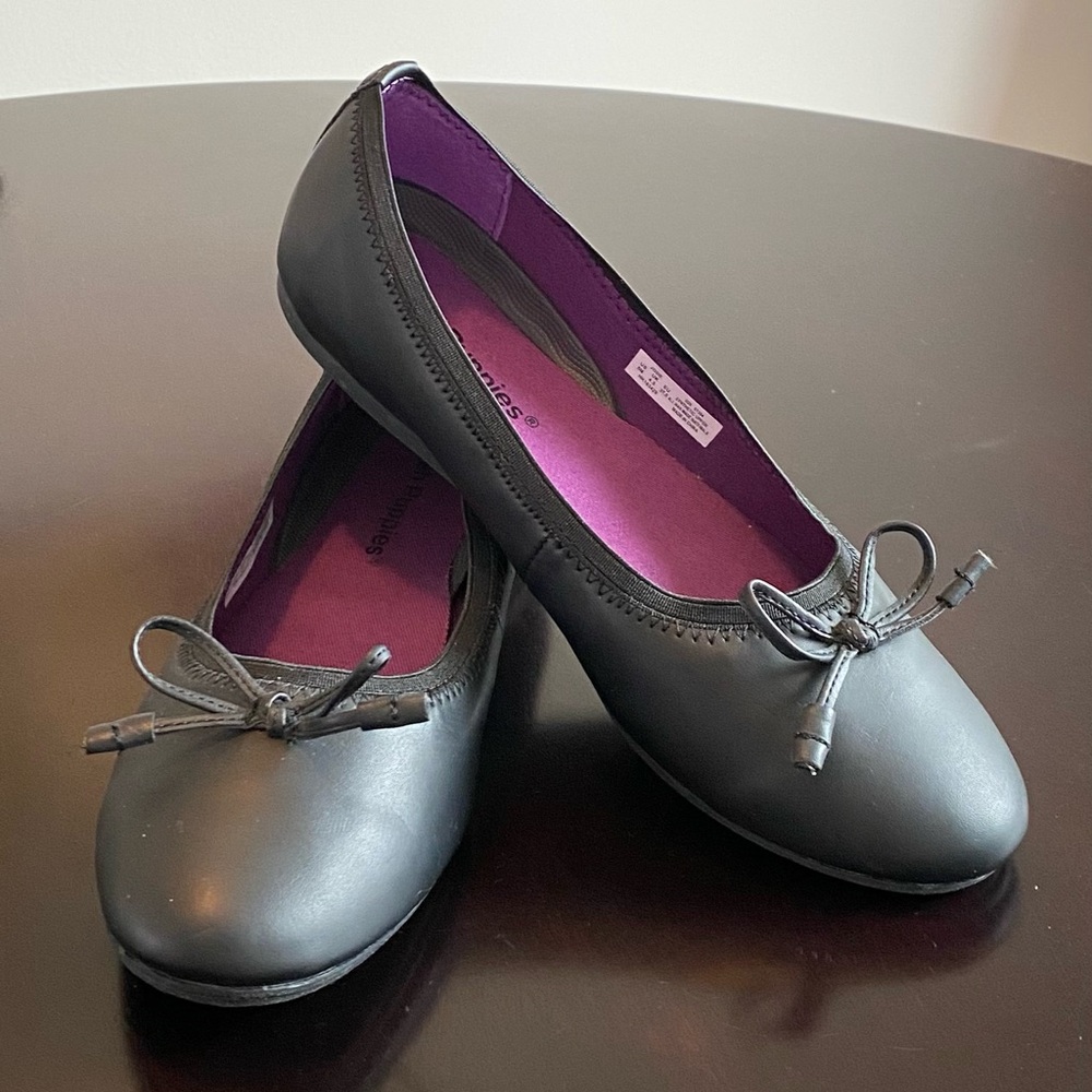 Hush Puppies Josie Ballet Flats 5M Black w/Bow Shoes
